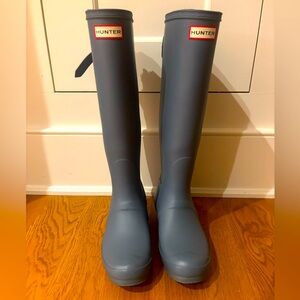 Hunter Original Tall Rain Boots in Gray Blue Size 8